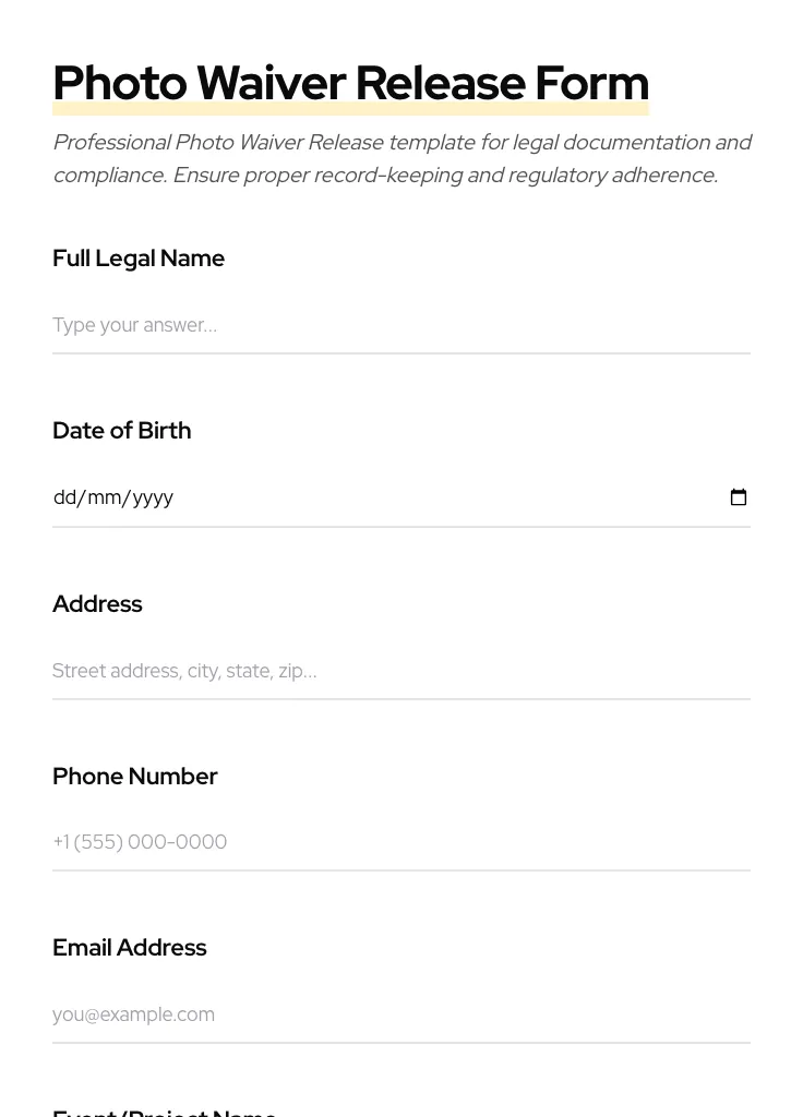 Photo Waiver Release preview