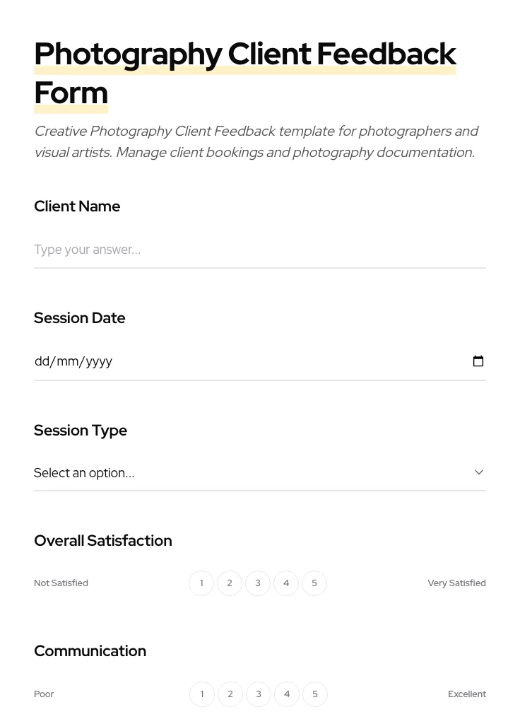 Photography Client Feedback preview