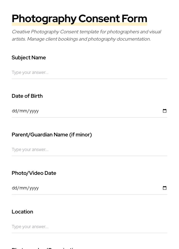 Photography Consent preview
