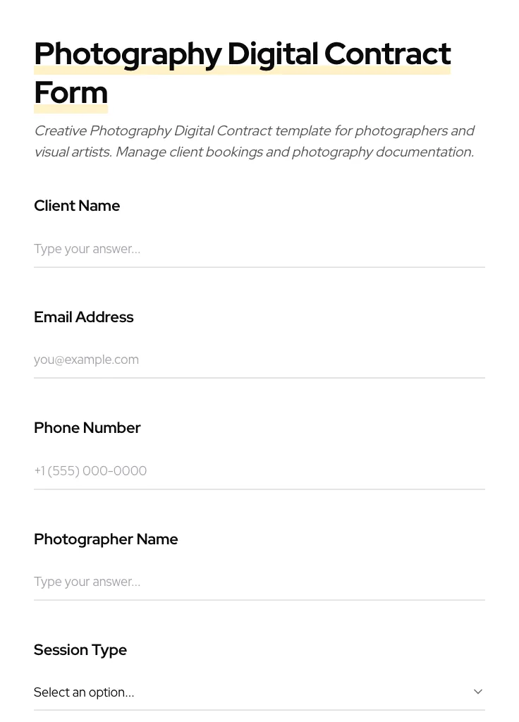 Photography Digital Contract preview