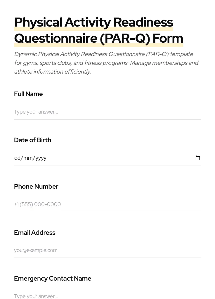 Physical Activity Readiness Questionnaire (PAR-Q) preview