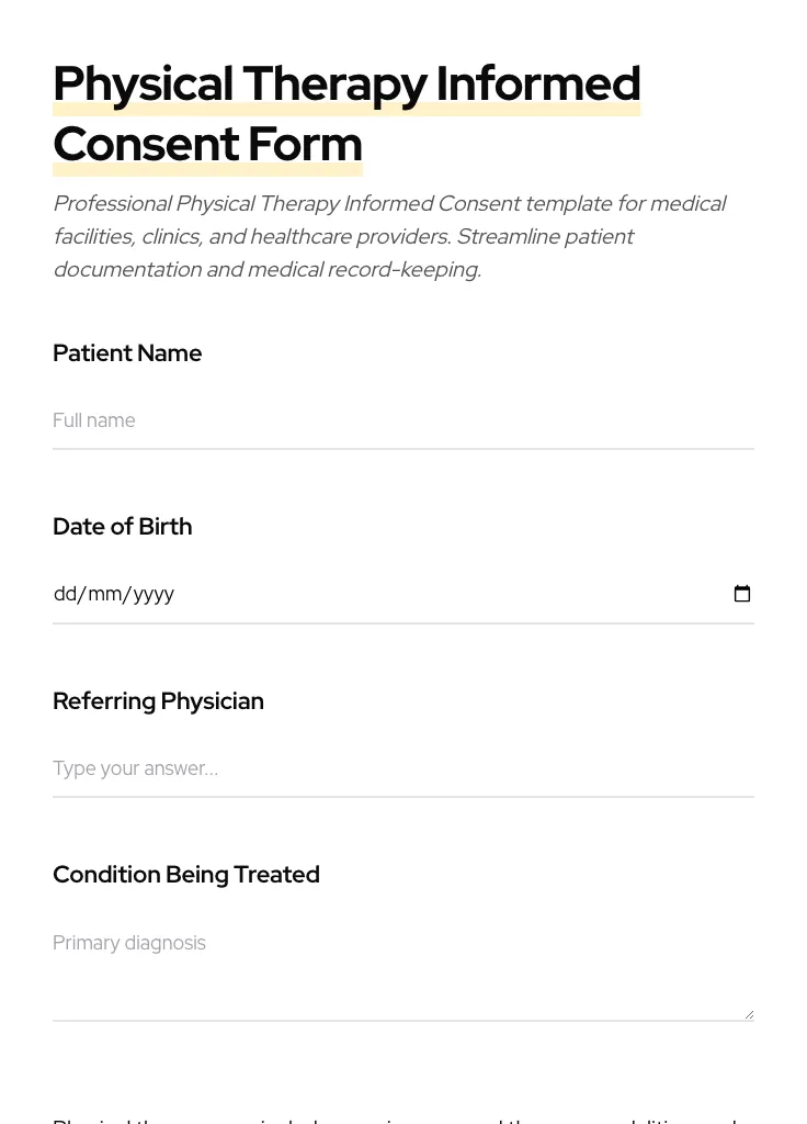 Physical Therapy Informed Consent preview