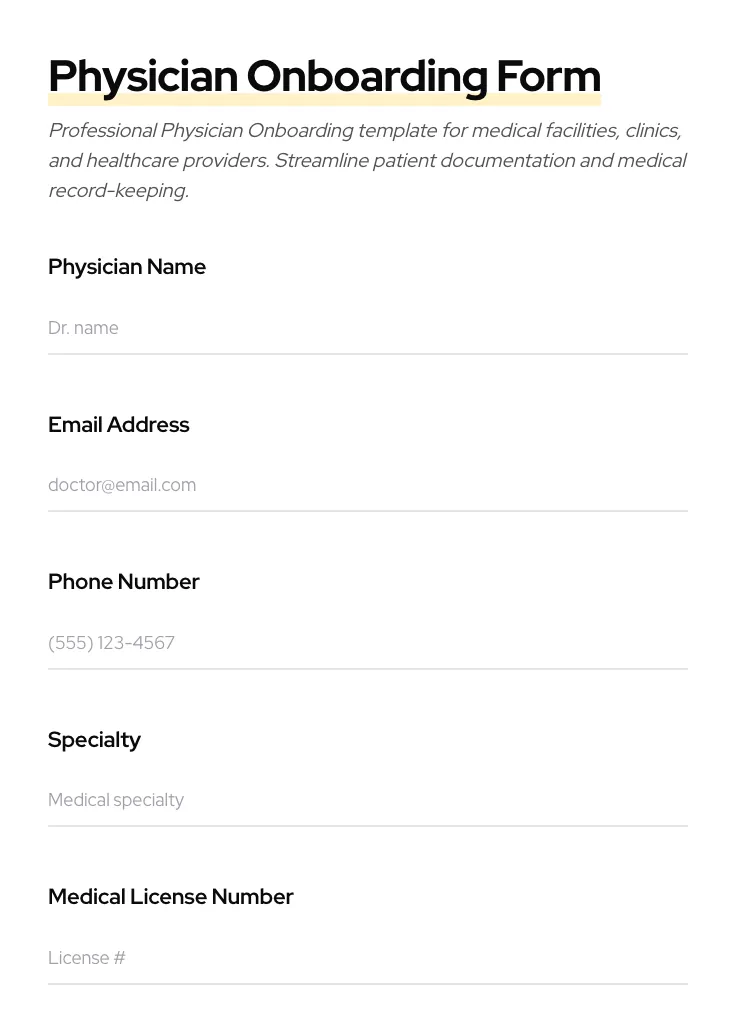 Physician Onboarding preview