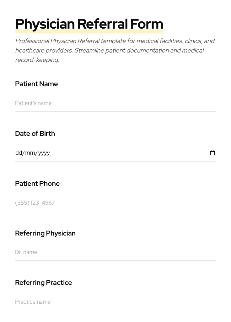 Physician Referral preview