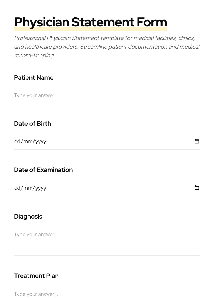 Physician Statement preview