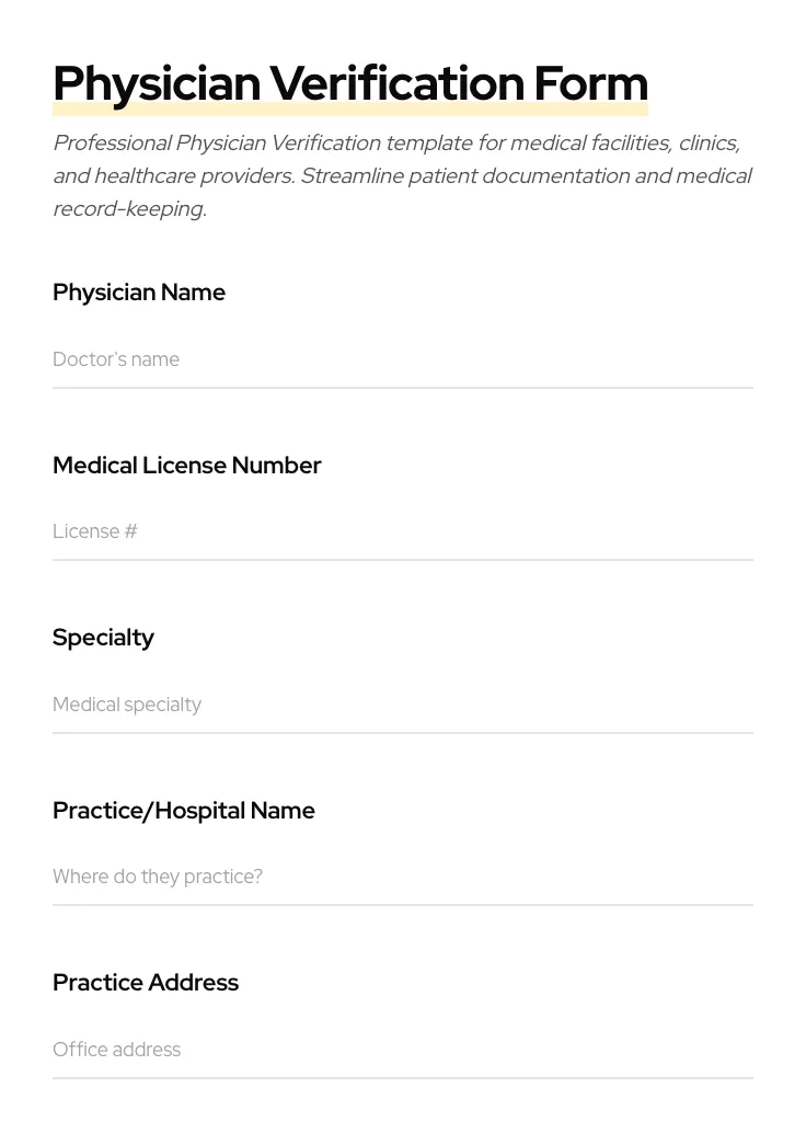 Physician Verification preview