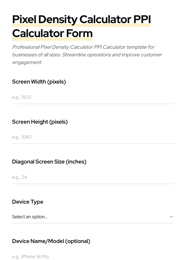 Pixel Density Calculator PPI Calculator preview