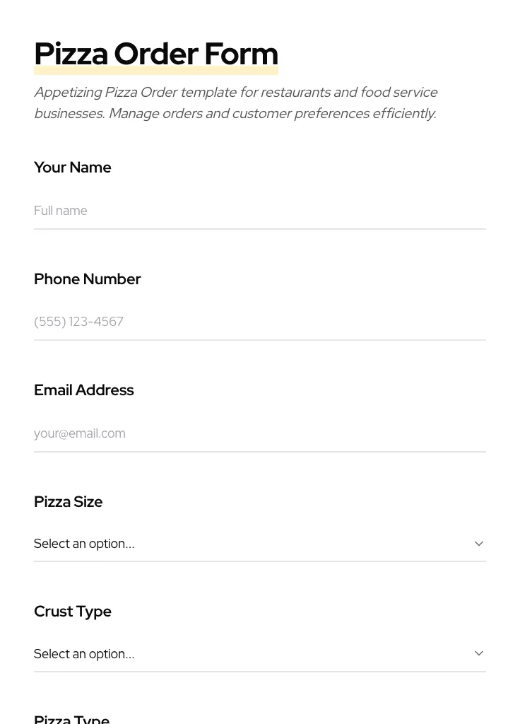 Pizza Order preview