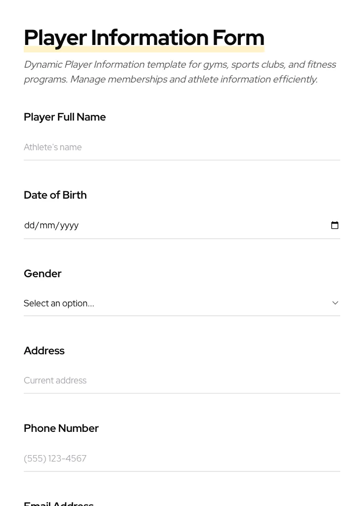 Player Information preview