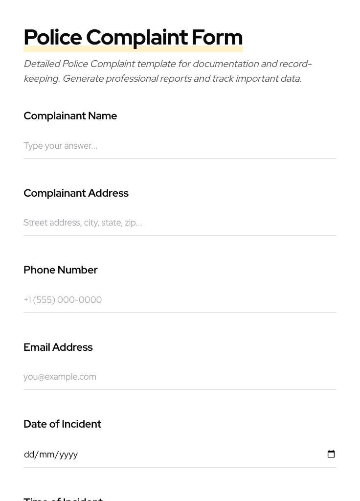 Police Complaint preview