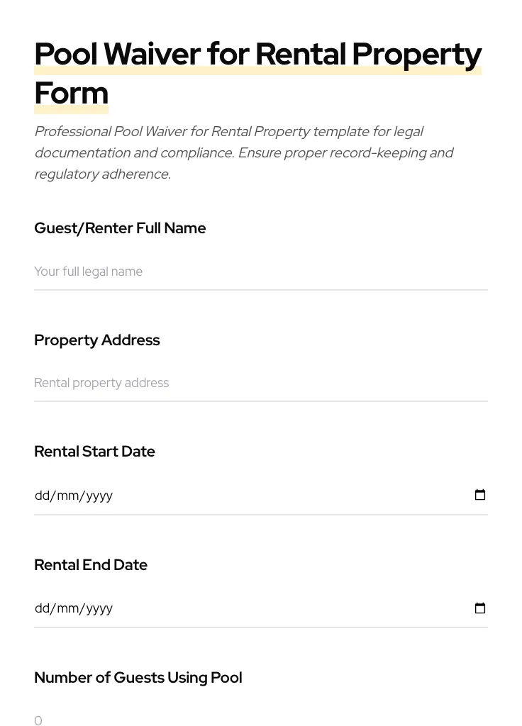 Pool Waiver for Rental Property preview