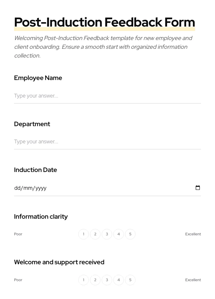 Post-Induction Feedback preview
