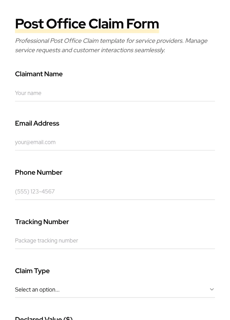 Post Office Claim preview