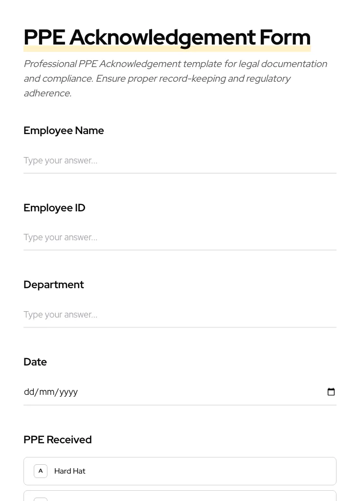 PPE Acknowledgement preview