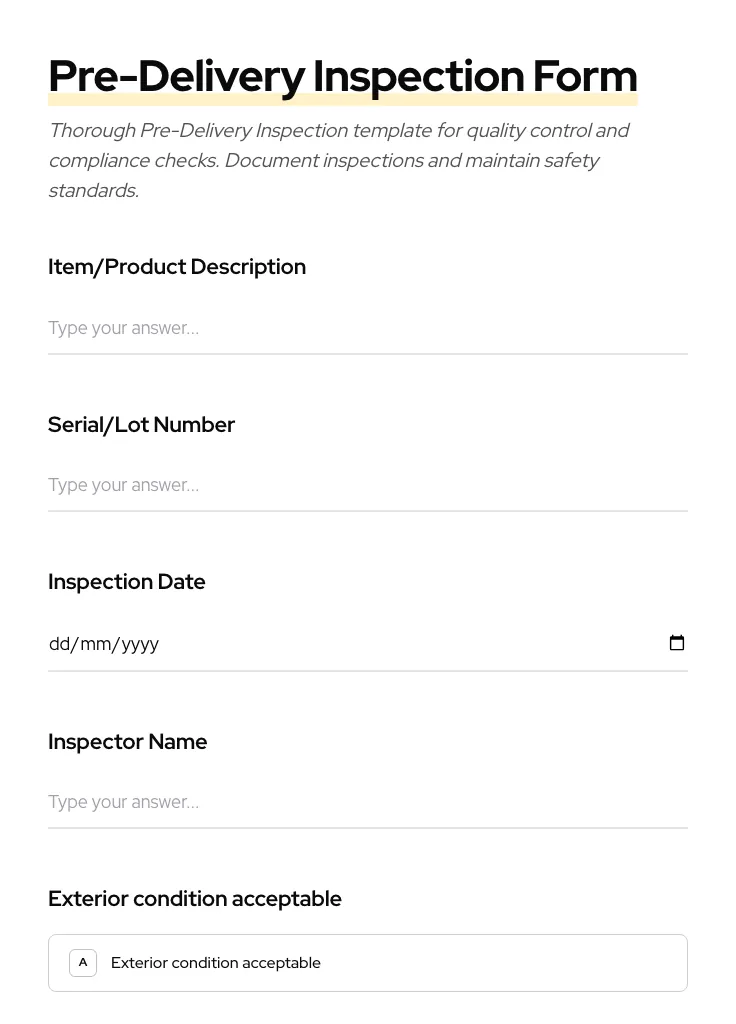 Pre-Delivery Inspection preview