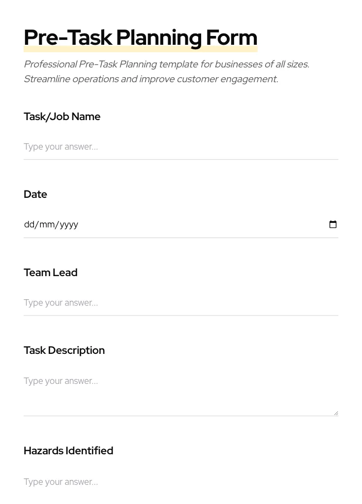 Pre-Task Planning preview