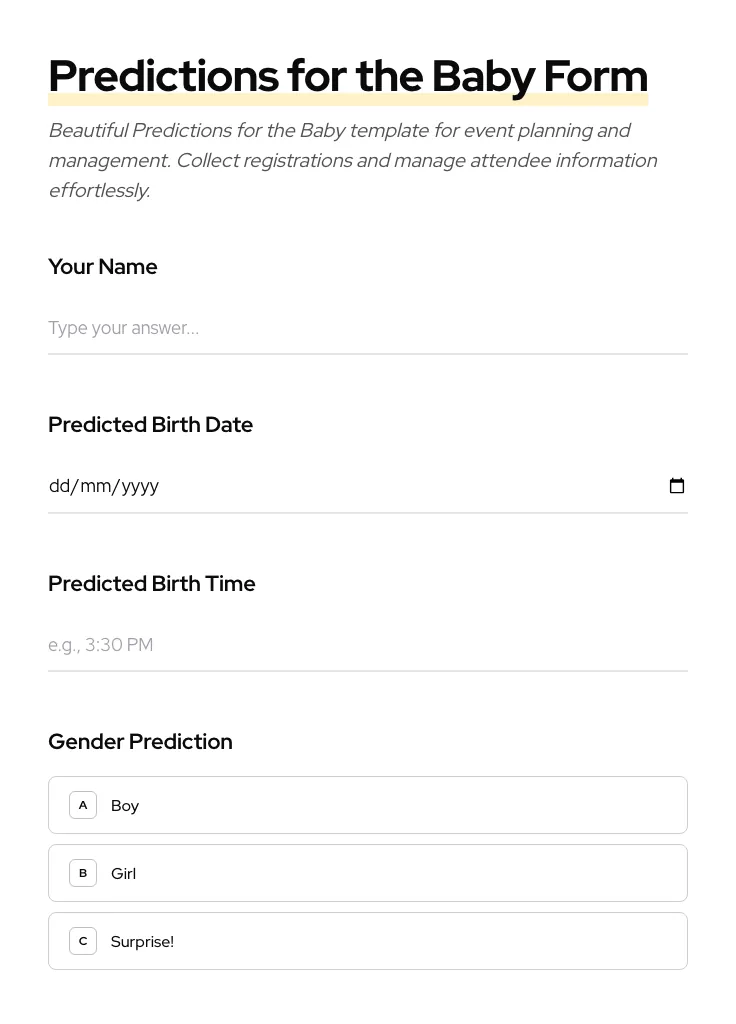 Predictions for the Baby preview