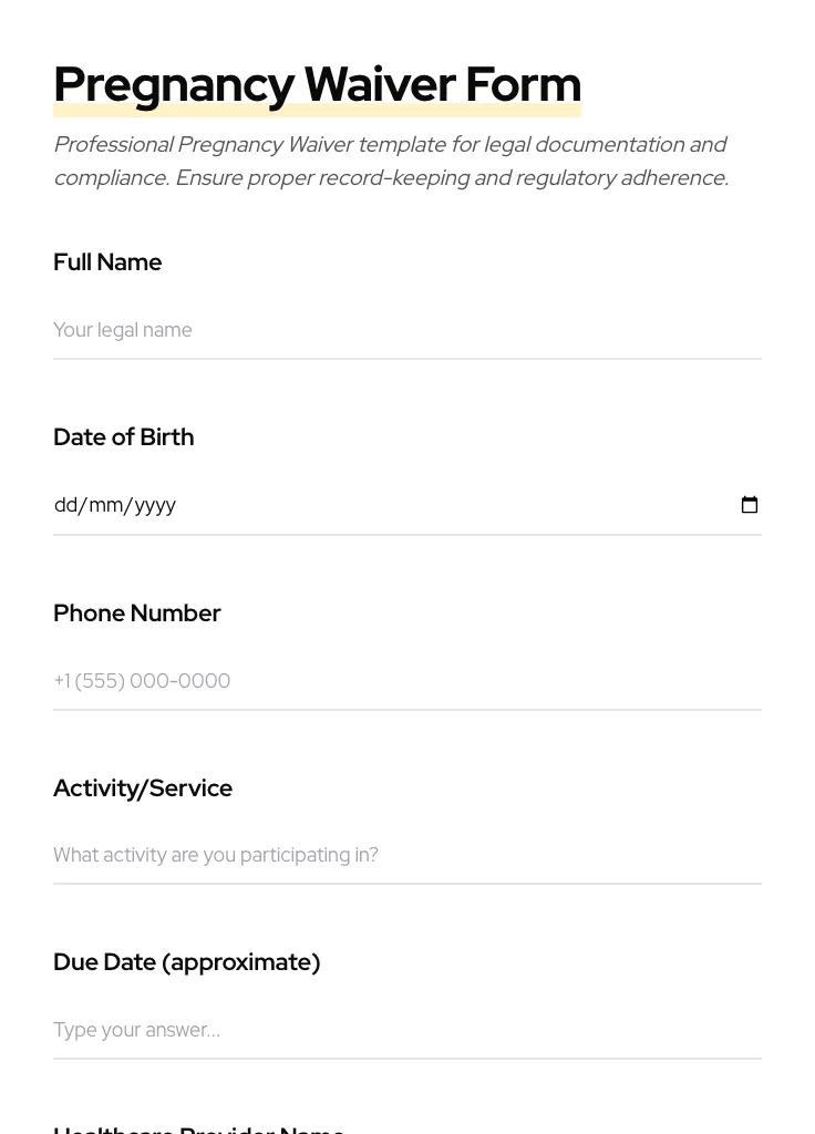Pregnancy Waiver preview