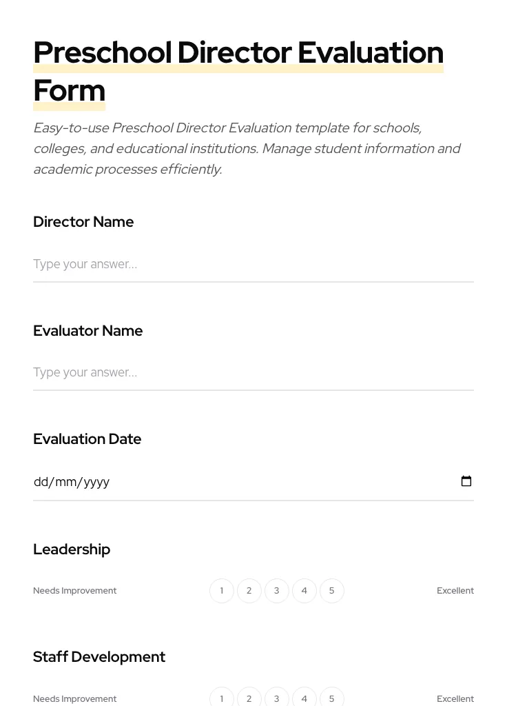 Preschool Director Evaluation preview