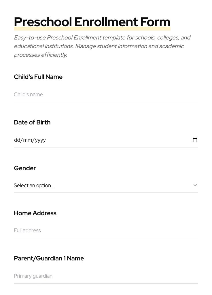 Preschool Enrollment preview