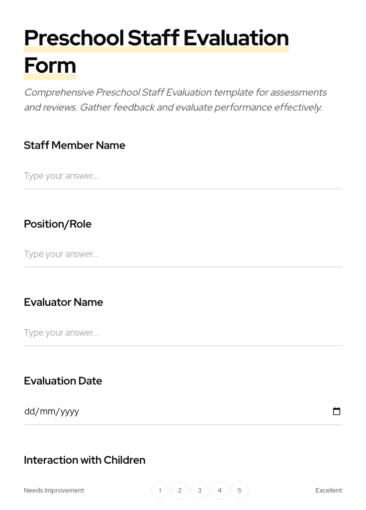 Preschool Staff Evaluation preview