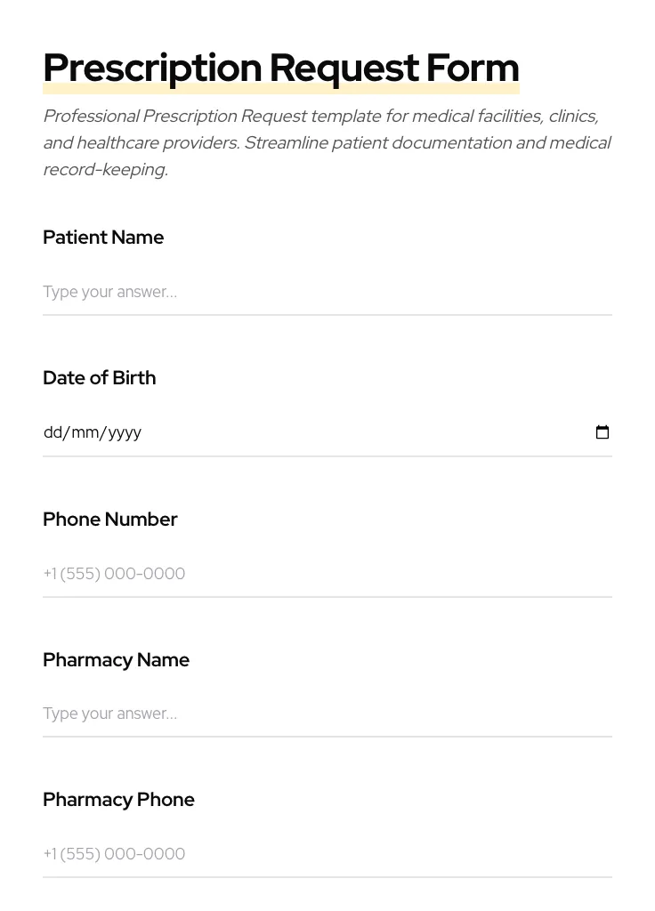Prescription Request preview