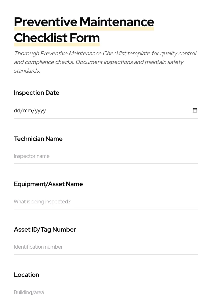 Preventive Maintenance Checklist preview