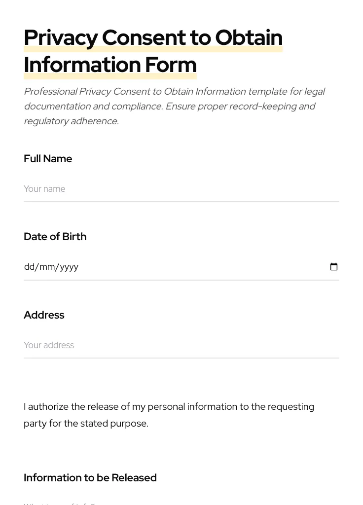 Privacy Consent to Obtain Information preview