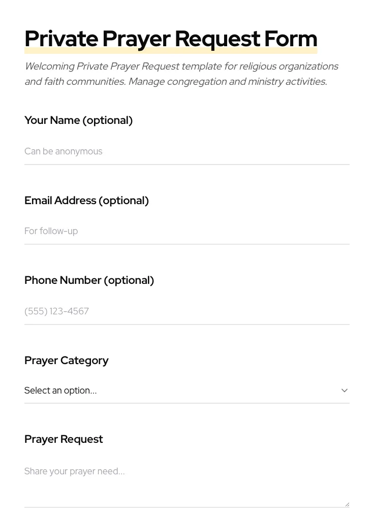Private Prayer Request preview