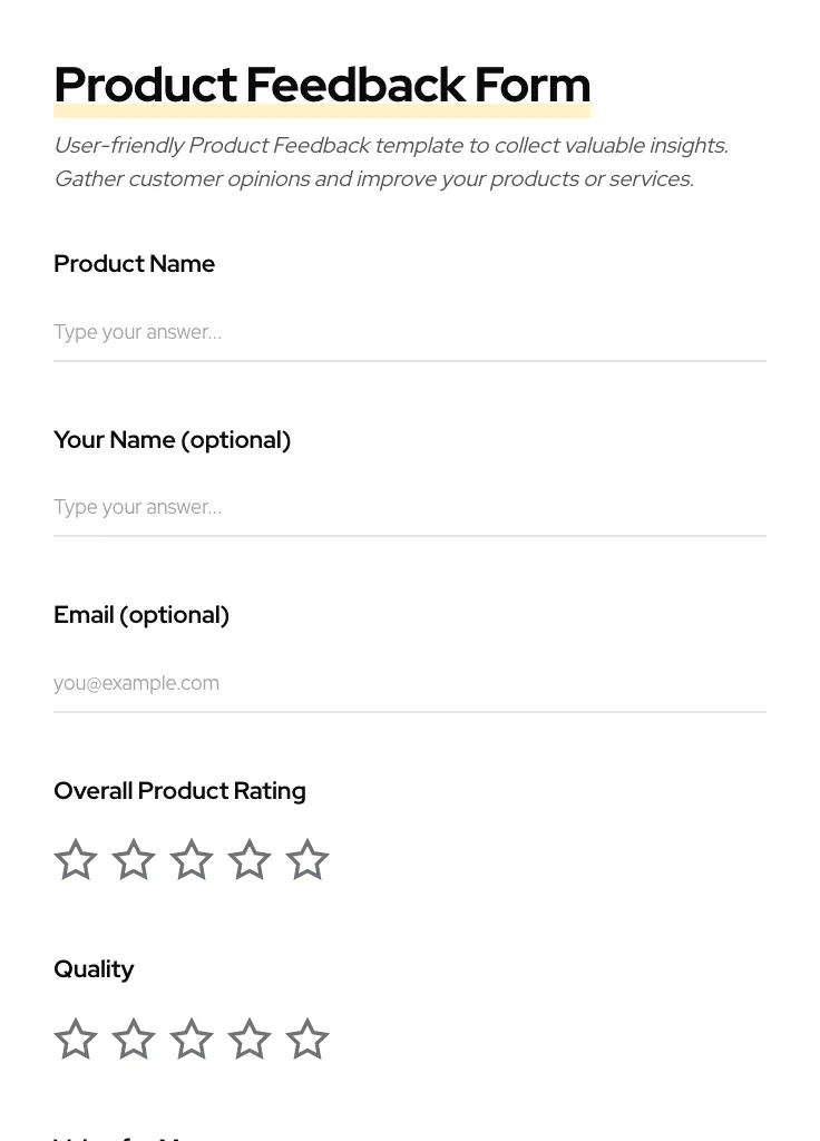 Product Feedback preview