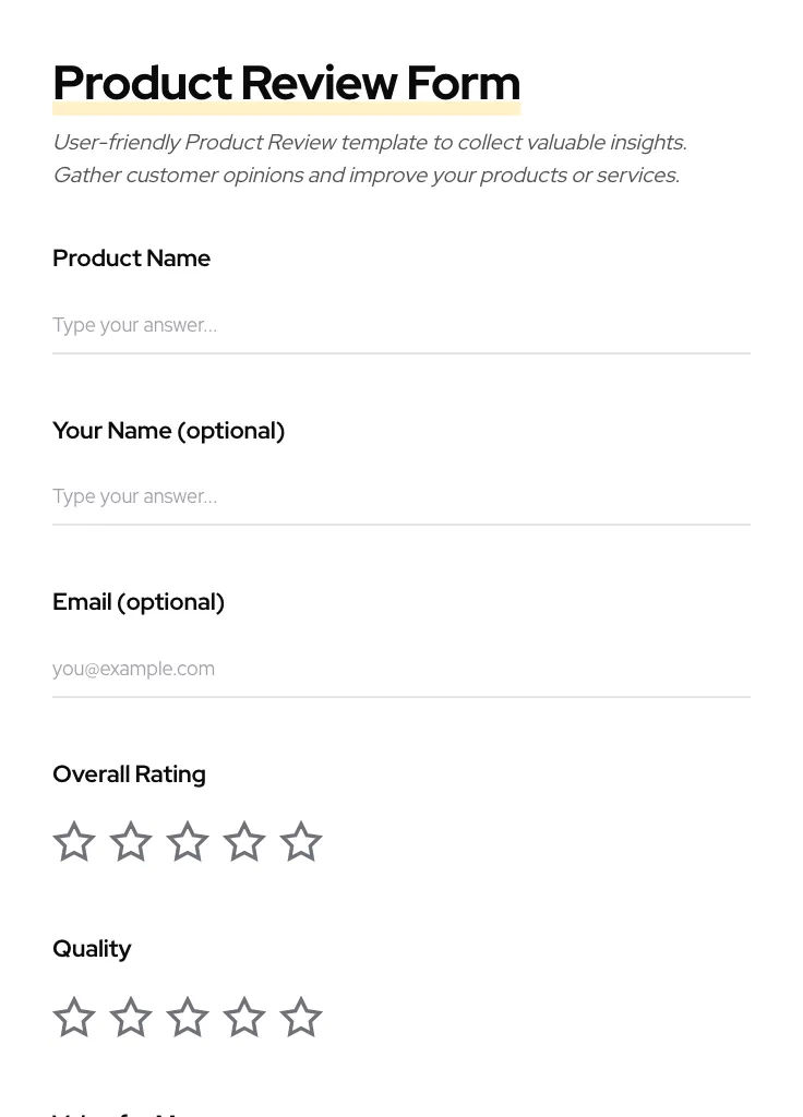 Product Review preview