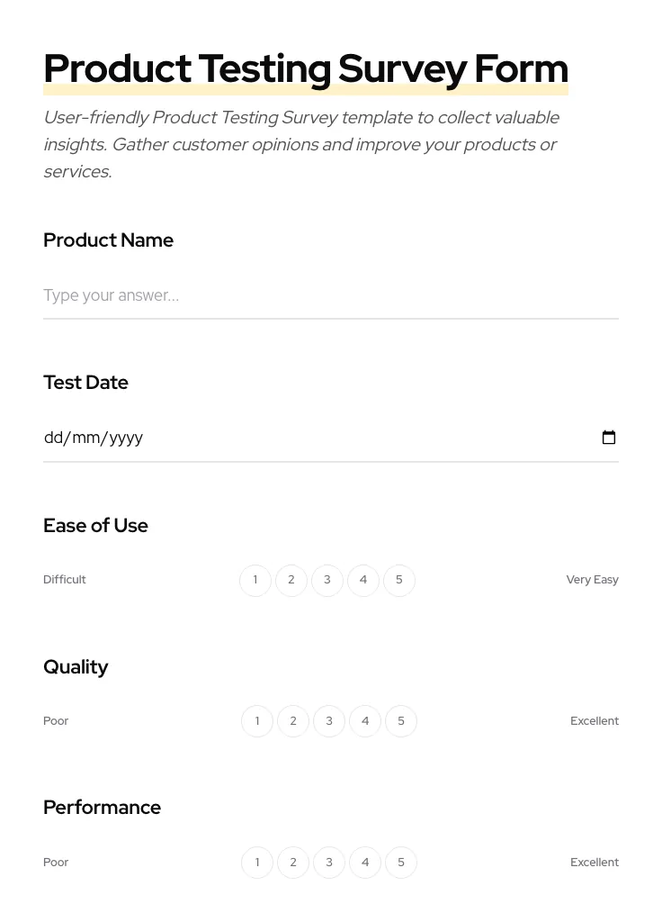 Product Testing Survey preview