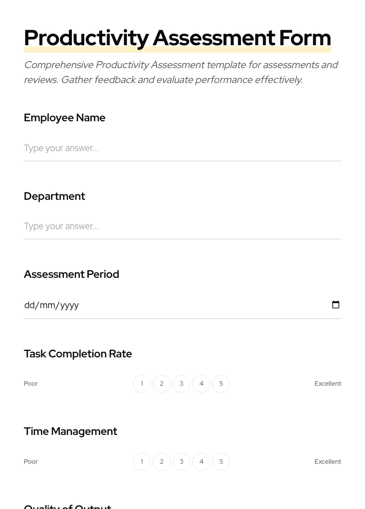 Productivity Assessment preview