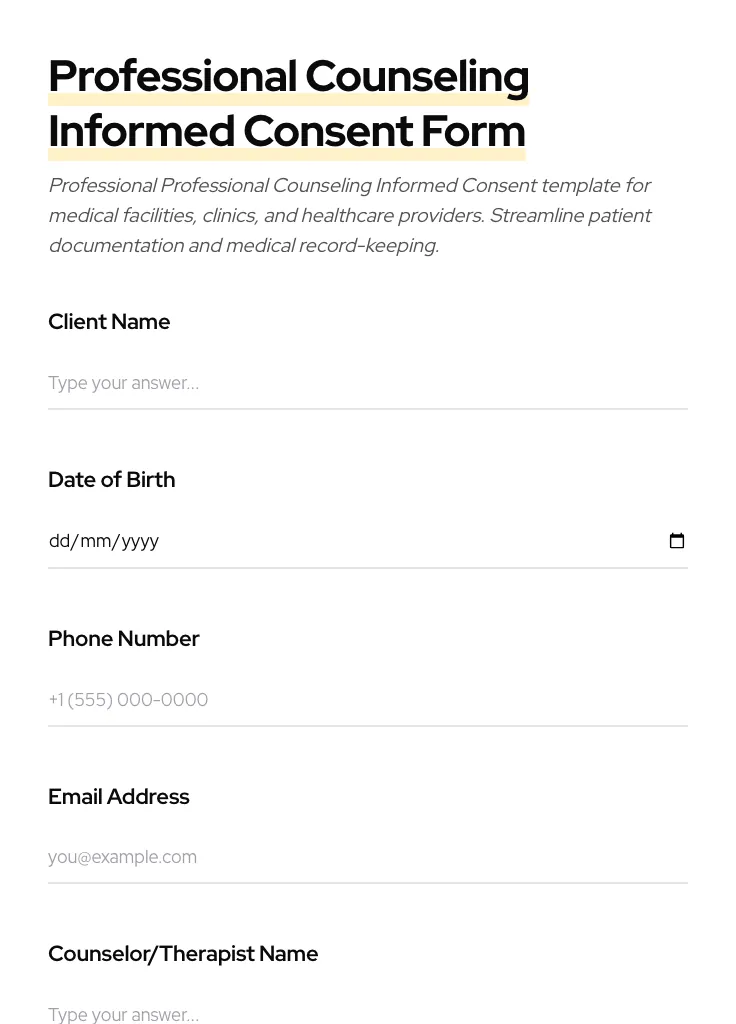 Professional Counseling Informed Consent preview