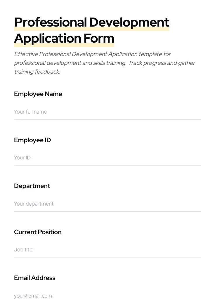 Professional Development Application preview