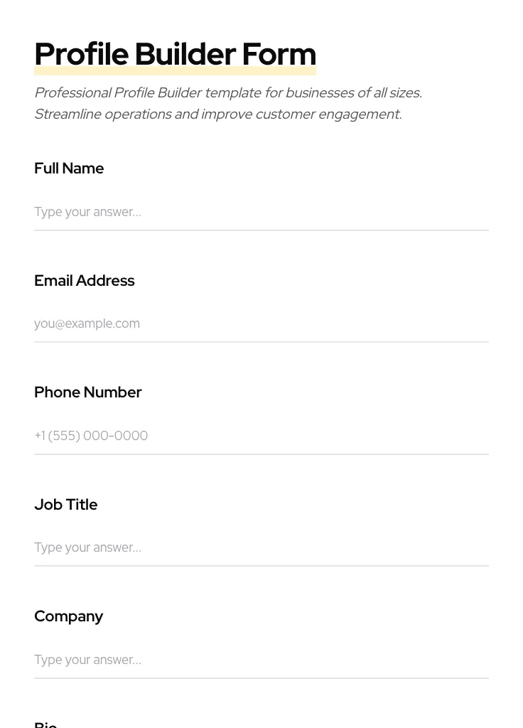Profile Builder preview