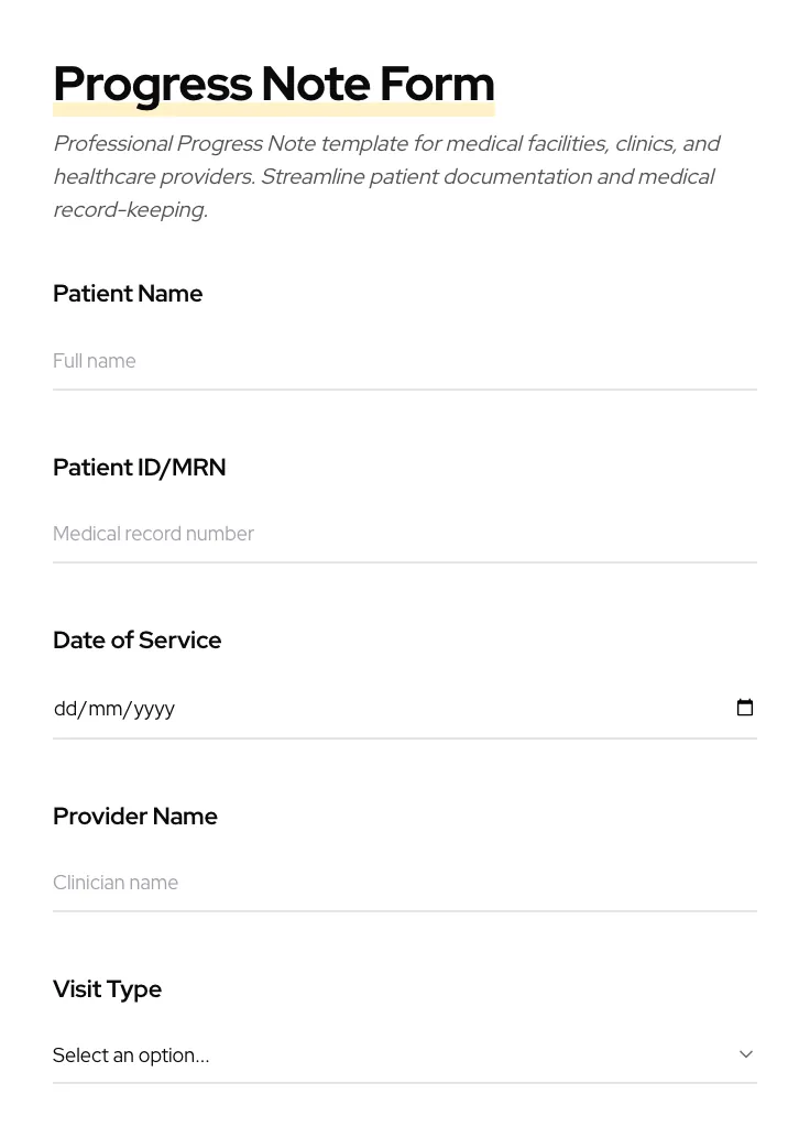 Progress Note preview