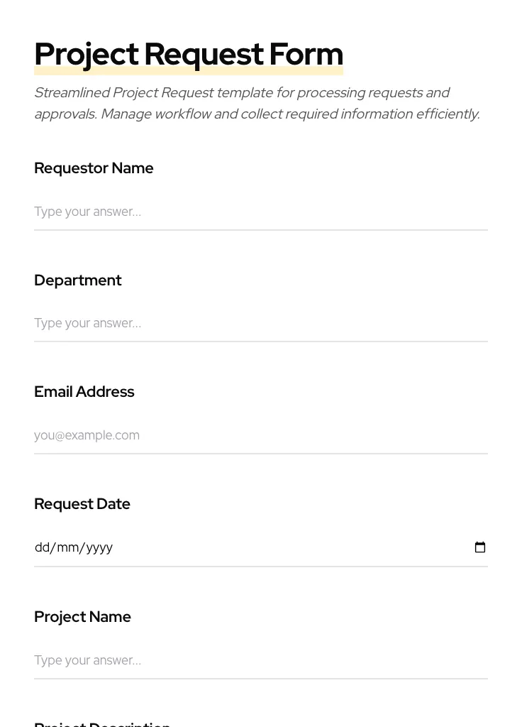 Project Request preview