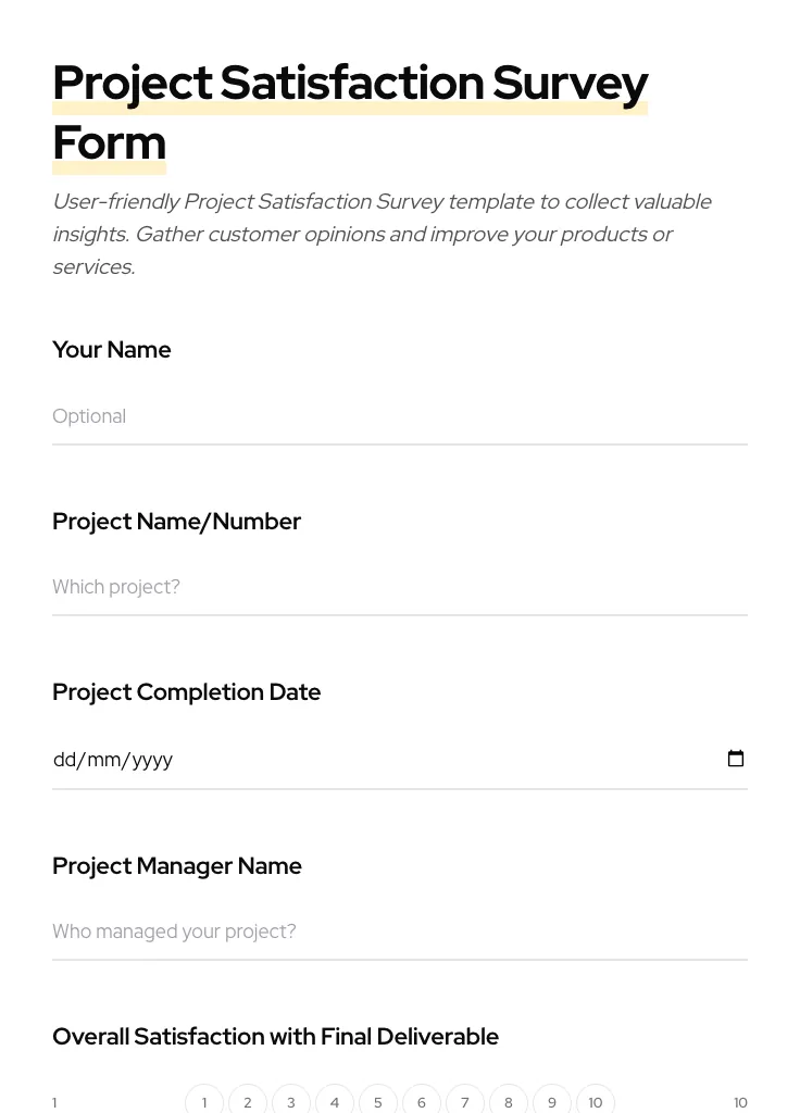 Project Satisfaction Survey preview