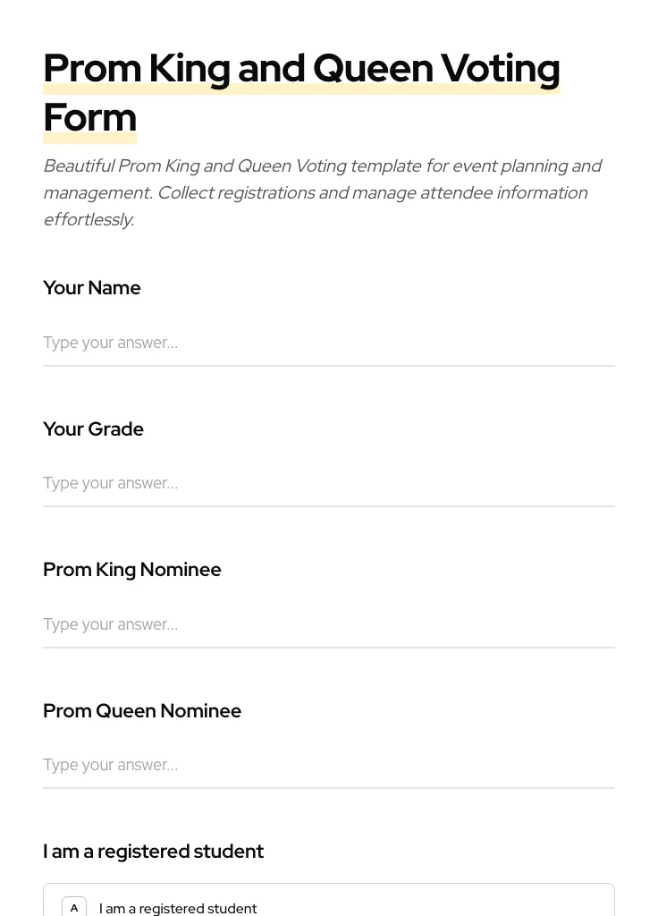 Prom King and Queen Voting preview