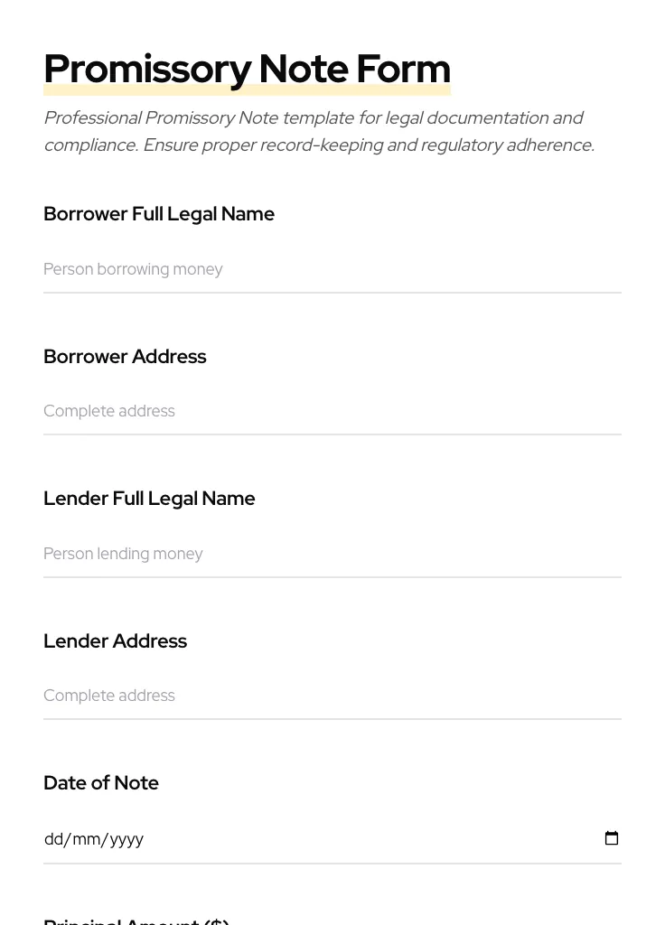 Promissory Note preview