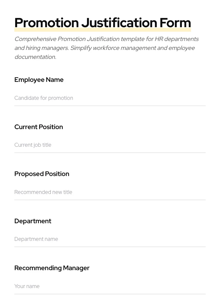 Promotion Justification preview