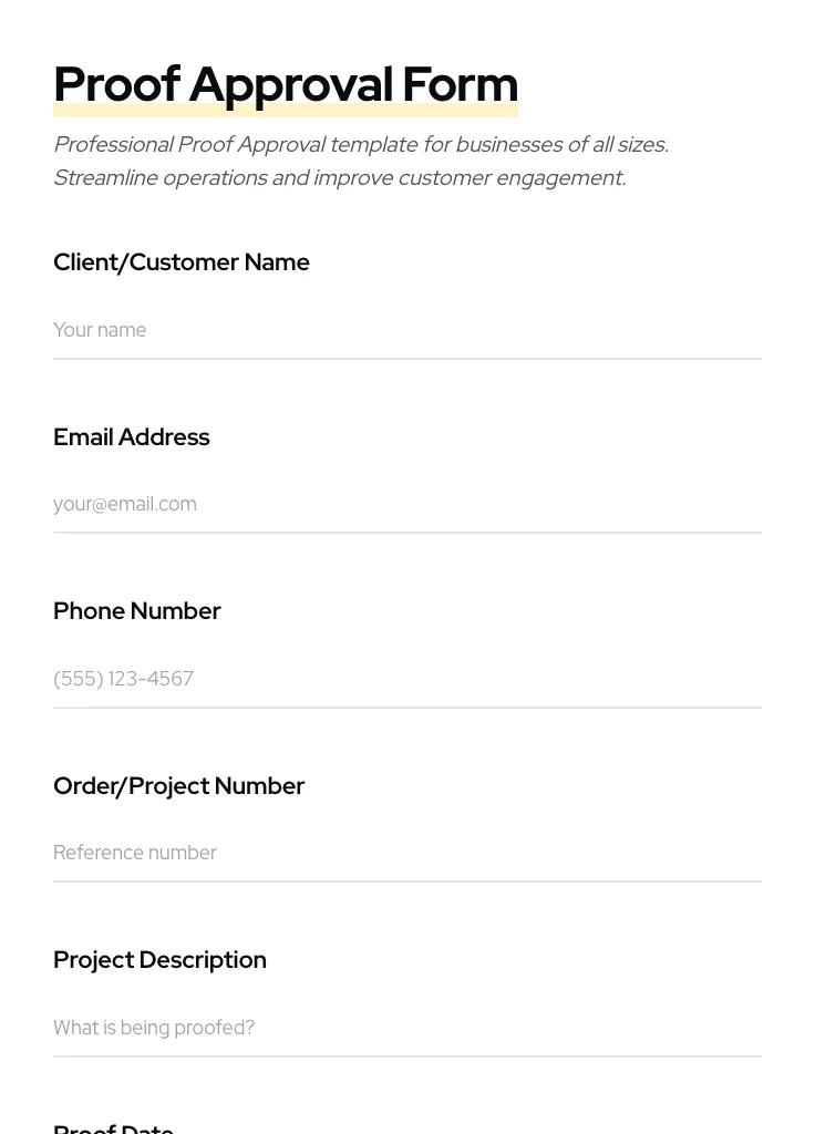 Proof Approval preview