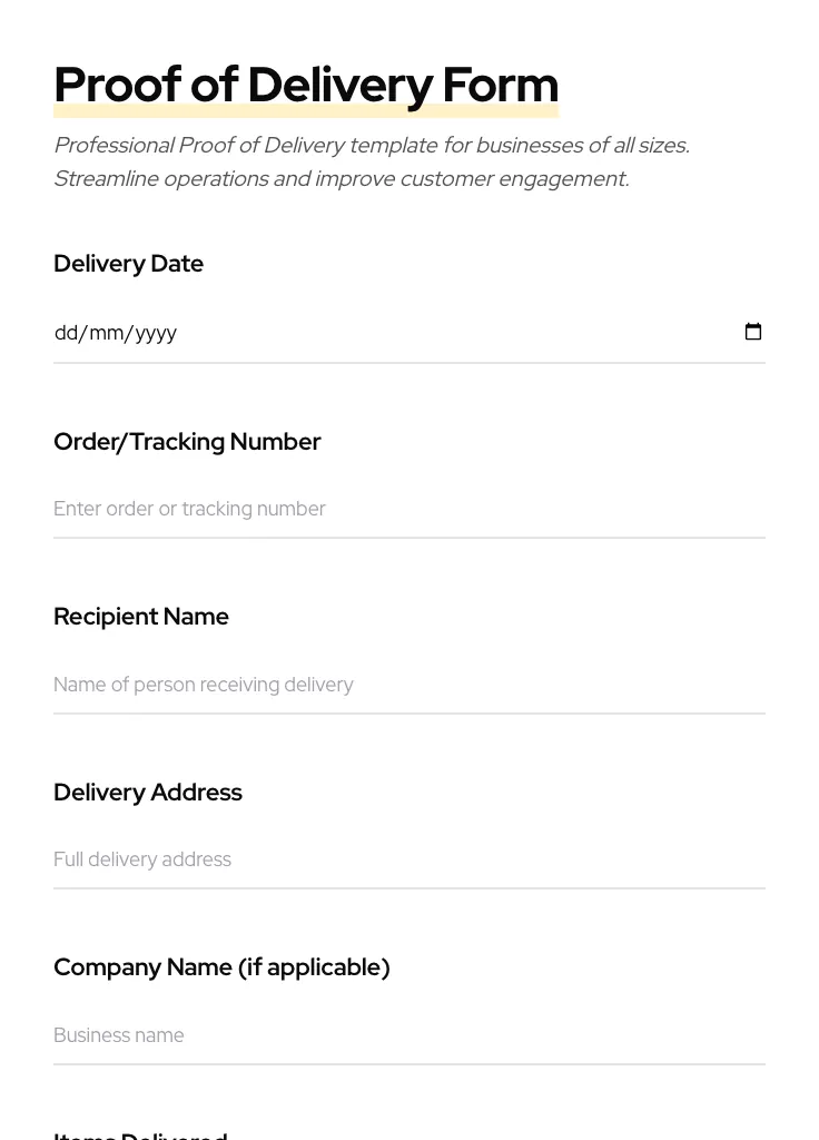 Proof of Delivery preview