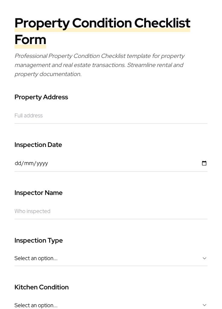 Property Condition Checklist preview