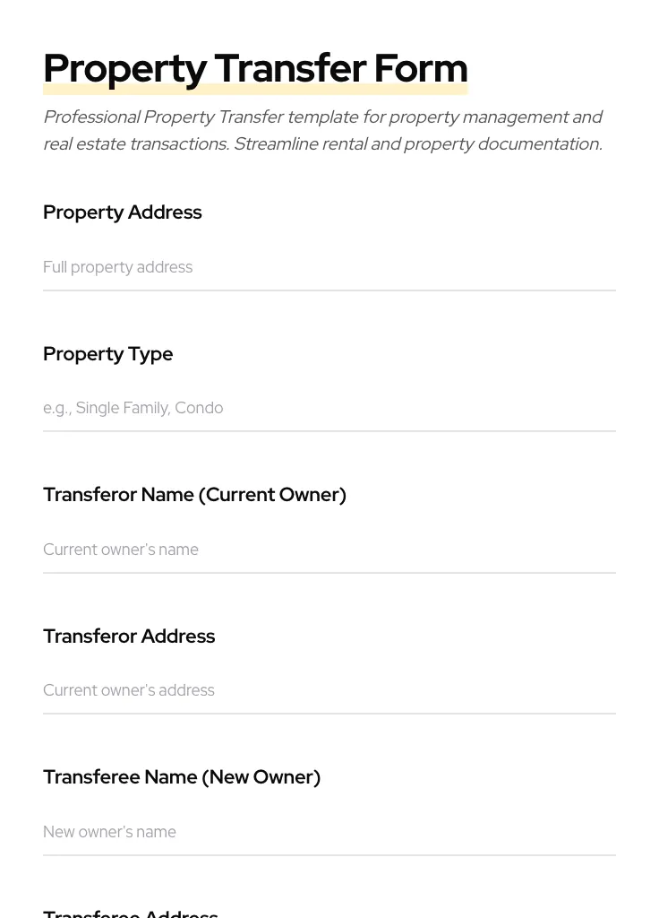 Property Transfer preview