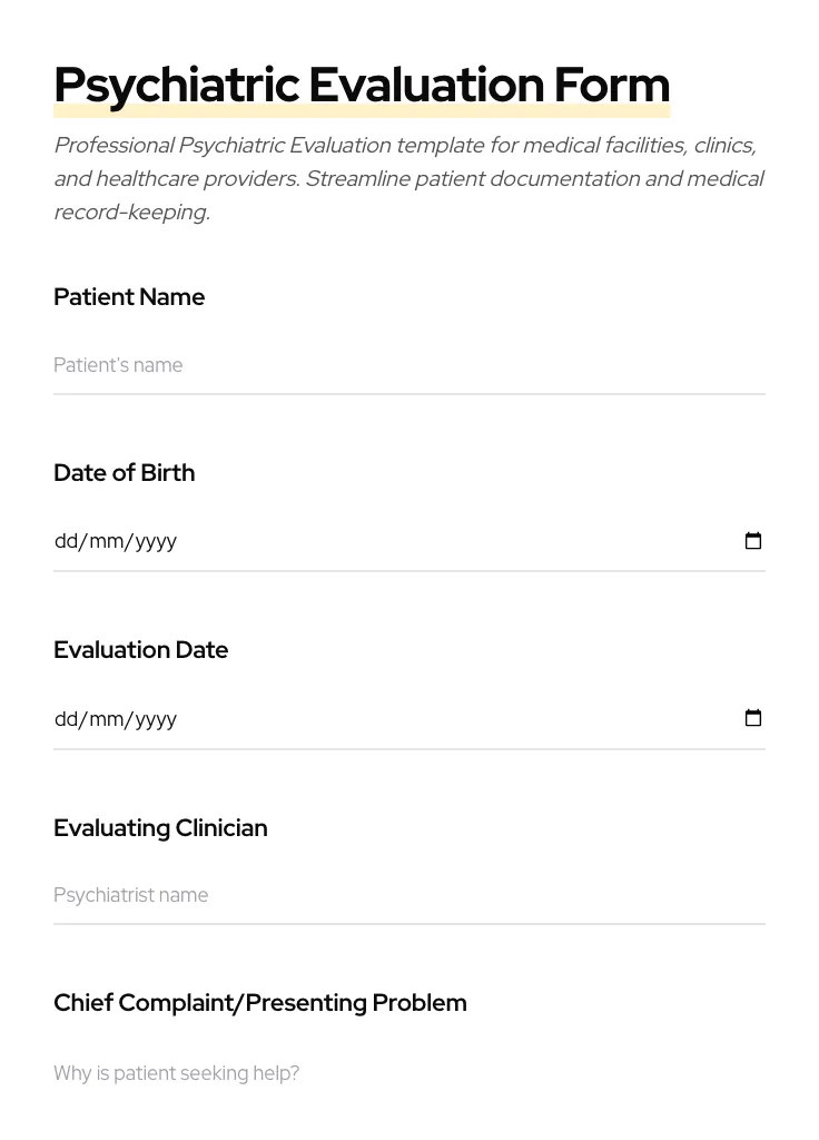 Psychiatric Evaluation preview