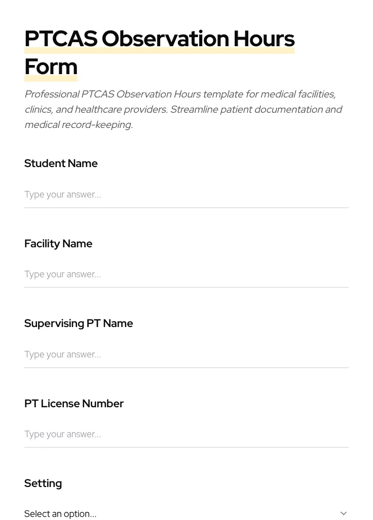 PTCAS Observation Hours preview