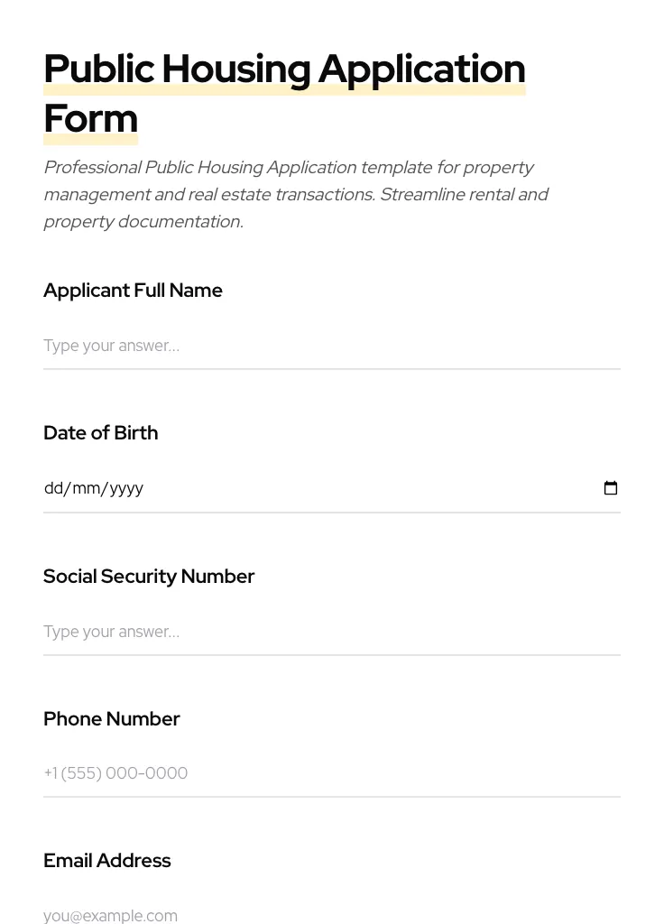 Public Housing Application preview