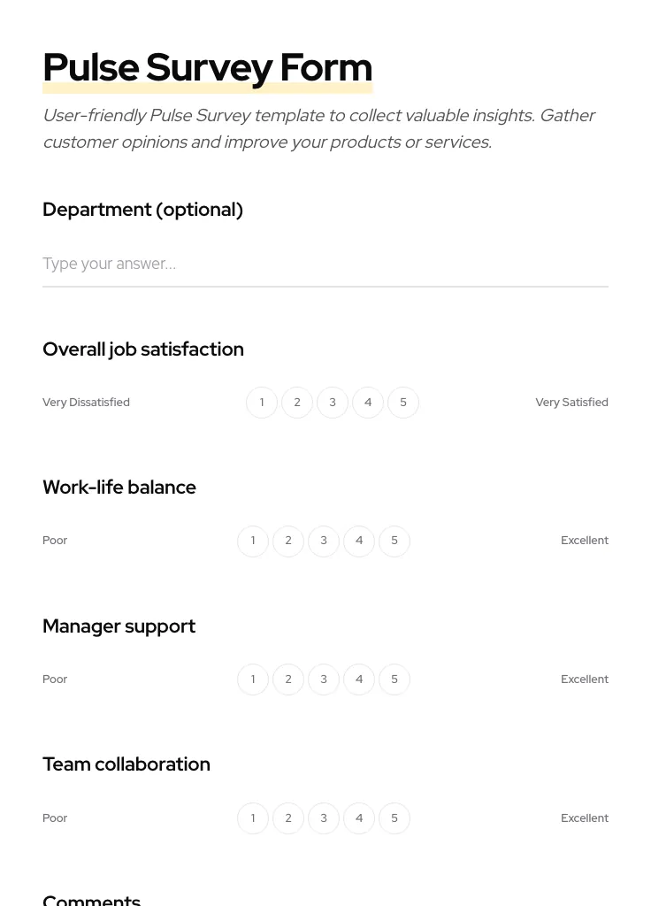 Pulse Survey preview